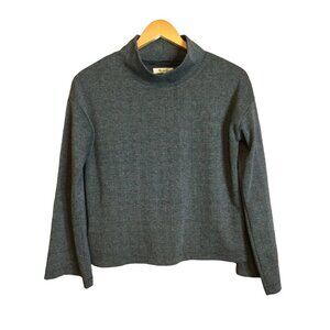 Madewell Women's Mock Neck Glen Plaid Top Wide Sleeve Gray Size XXS